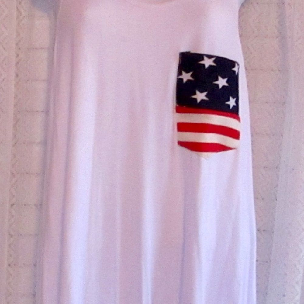 American Flag Pocket and Bow Tank Top Made i U.S.A.